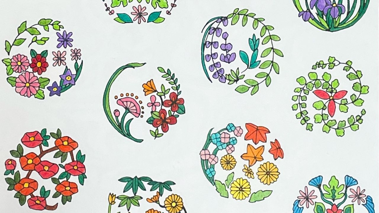 塗り絵ブログ【自律神経を整えるぬり絵】カリスマカラー色鉛筆で鮮やか