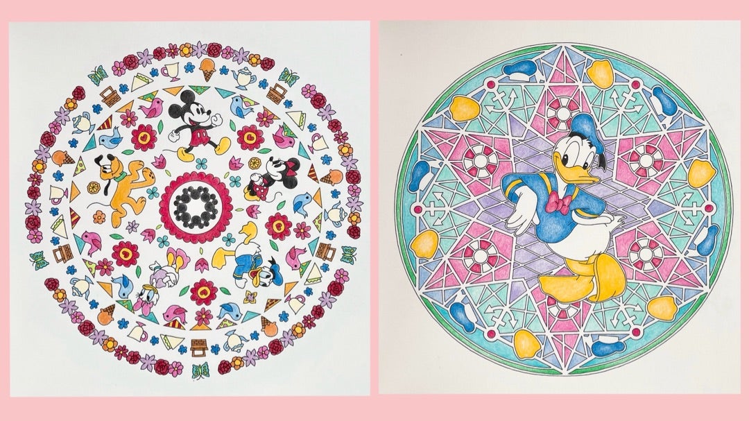 ユニカラーで塗る【ディズニー万華鏡塗り絵】春のピクニックとドナルド