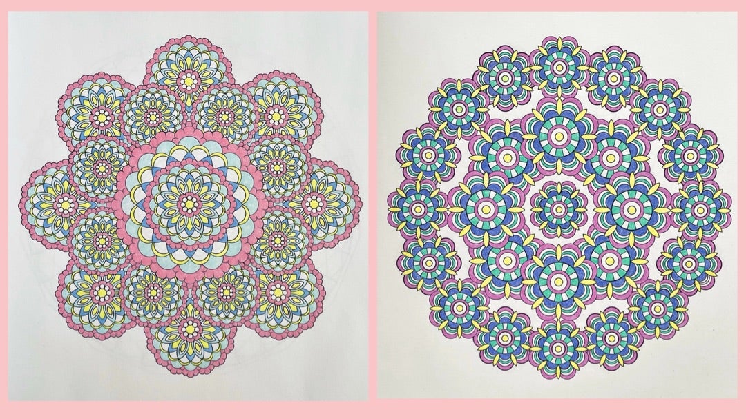 絵画 マンダラ ペン画 ホルベイン色鉛筆で塗る【マンダラデザインぬり絵ブック】パステル