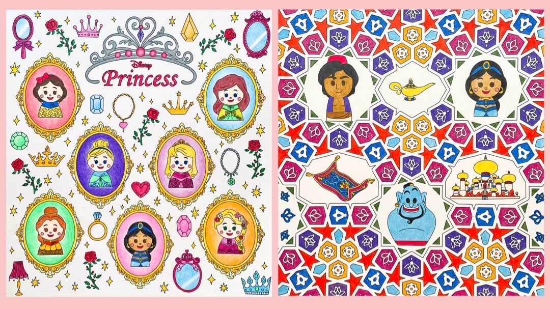 ポリカラーで塗る【ディズニーKIDEAぬり絵BOOK】ディズニープリンセス