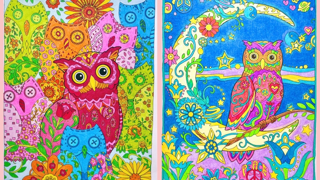 ハピネスモチーフの【幸せを呼ぶフクロウ塗り絵】平和への願いを込めて